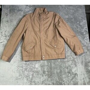 Vintage SirBaron Lightweight Tan Brown Bomber Jacket Zip Snap Pockets Medium